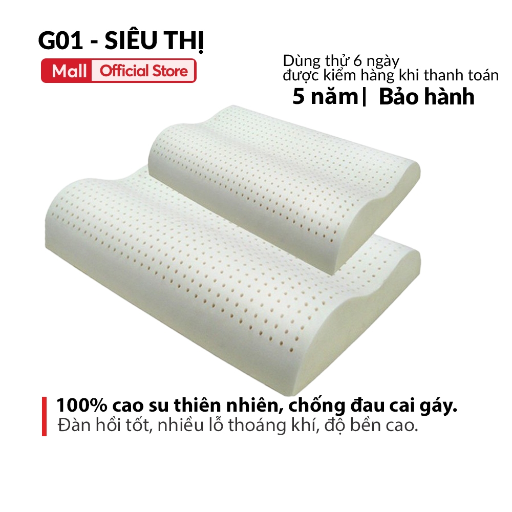 Gối nằm cao su non thiên nhiên G01 cao cấp, mềm mịn, đàn hồi tốt, mang đến những giấc ngủ êm ái