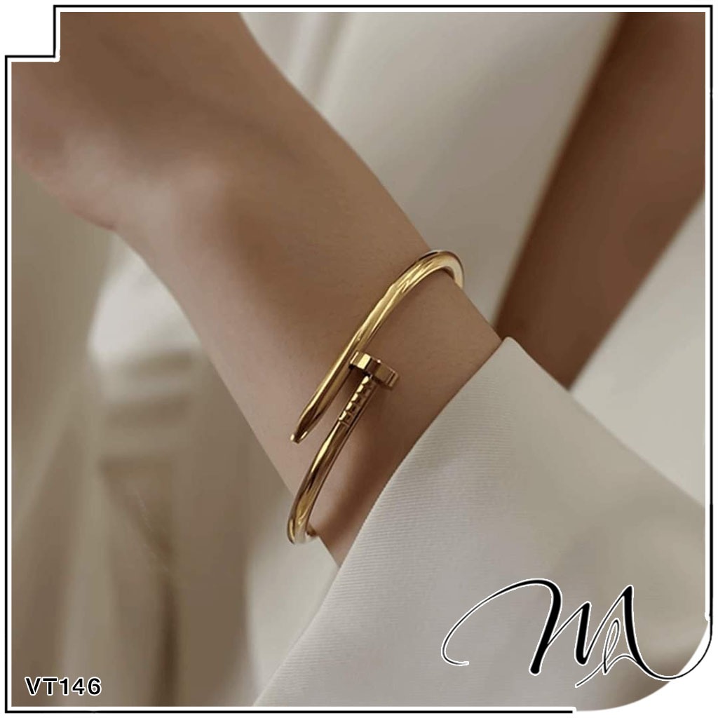 Vòng tay nam nữ Titan hình cây đinh đính đá trắng cá tính - Măng’s House VT146