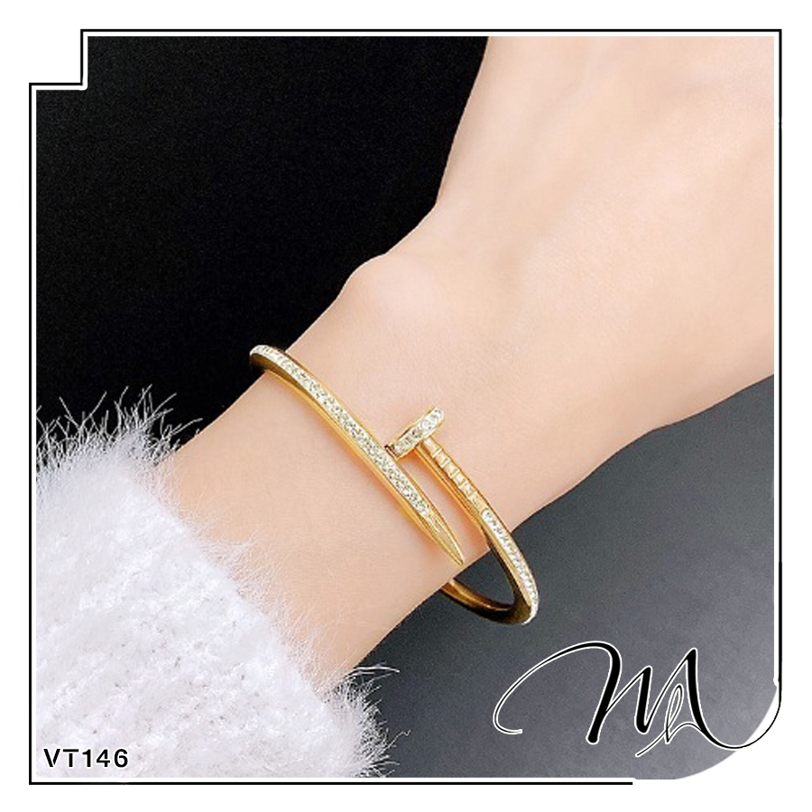 Vòng tay nam nữ Titan hình cây đinh đính đá trắng cá tính - Măng’s House VT146