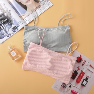 Áo bra thun gân áo cotton 2 dây sợi bún có lót ngực