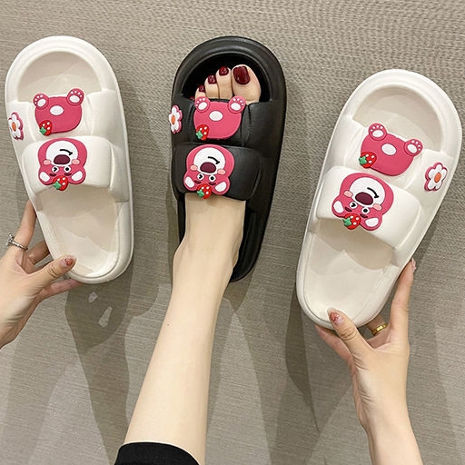 Dép nữ quai ngang đế bánh mì hình gấu nâu dễ thương nhựa đúc bền đẹp chống nước nhẹ êm chân 3Fashion - 3255