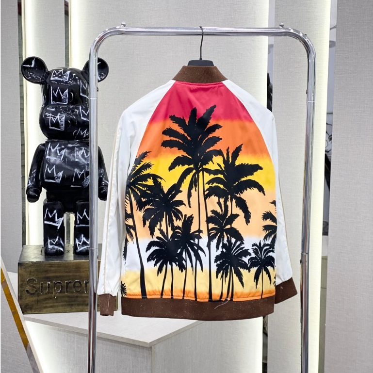 Áo Khoác Bomber Cây Dừa Phối Tay Hình In 3D Sắc Nét,Khoá Zip Trơn Đẹp Áo Khoác Bomber Saint_Lauren Cây Dừa Phong Cách