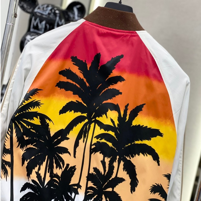 Áo Khoác Bomber Cây Dừa Phối Tay Hình In 3D Sắc Nét,Khoá Zip Trơn Đẹp Áo Khoác Bomber Saint_Lauren Cây Dừa Phong Cách