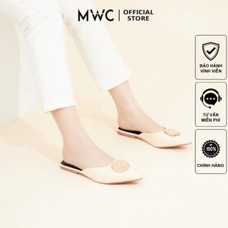 Sục Nữ MWC 3363 - Dép Sục Nữ Mũi Nhọn Đính Khóa Tròn Đế Bệt Sang Chảnh