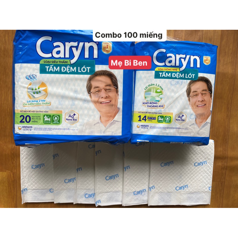 [COMBO 100 MIẾNG] Đủ Size Tấm Đệm Lót Caryn size L/XL 100 miếng bảo vệ chống trào cho người già/mẹ sau sinh- Chính Hãng