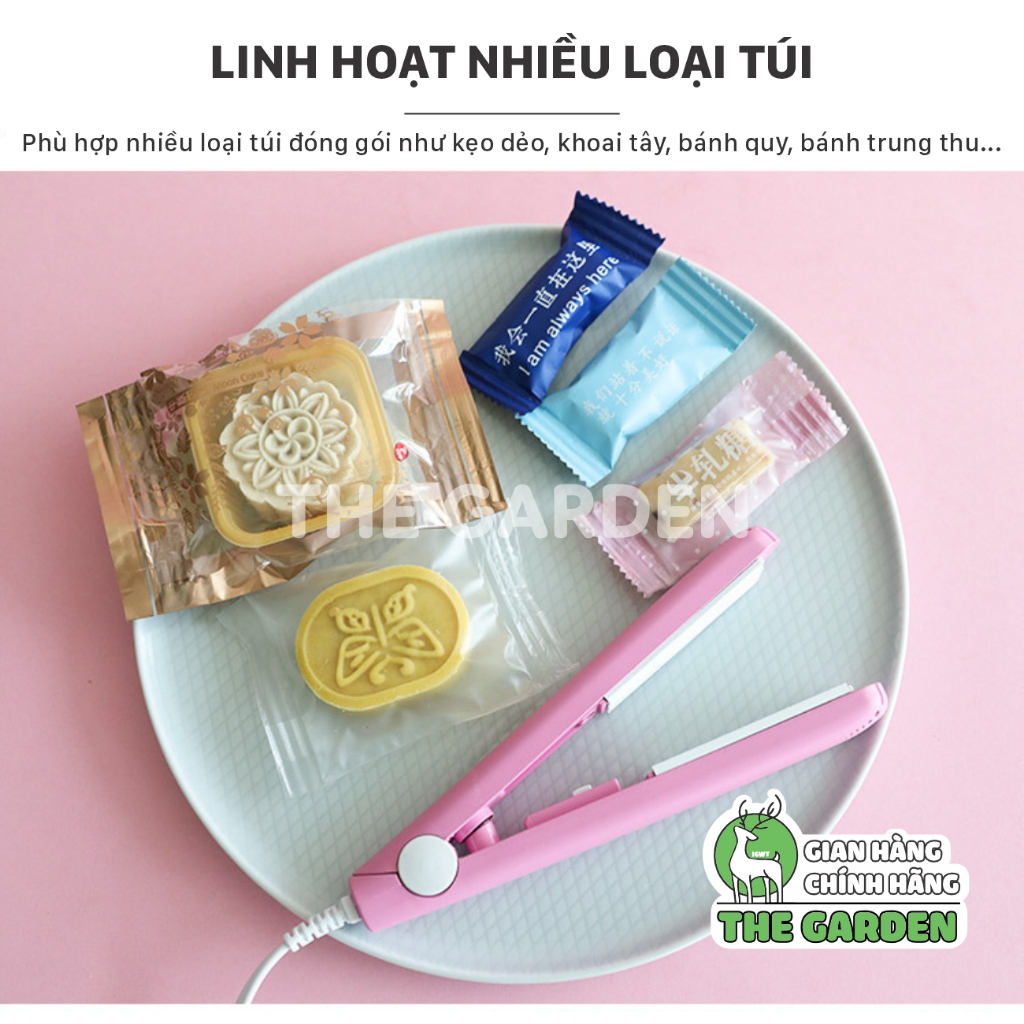 Máy hàn miệng túi mini cầm tay, dùng với túi nilon, kẹp hàn nhiệt - THE GARDEN