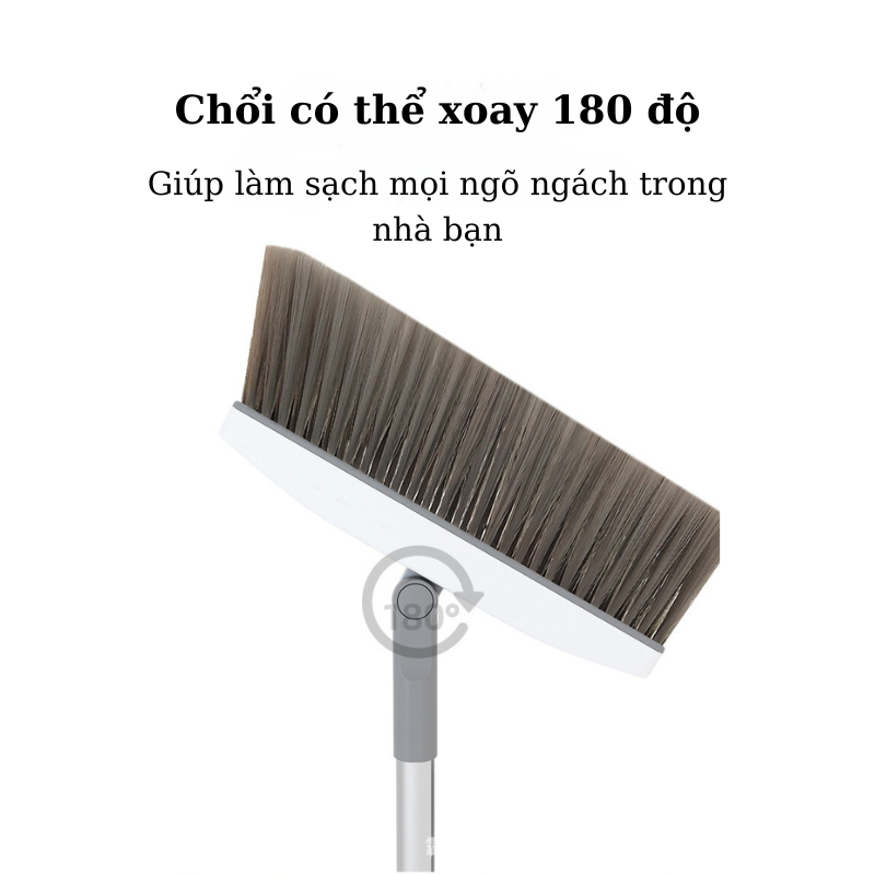 Chổi quét nhà kèm hót rác gấp gọn, bộ chổi quét nhà có thể xoay 180 độ đa năng, tiện lợi