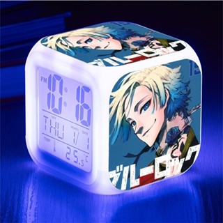  Đồng hồ báo thức để bàn in hình BLUE LOCK ver HÀNH ĐỘNG anime chibi đèn LED đổi màu 