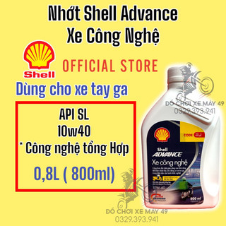Dầu Nhớt Shell Advance Xe Công Nghệ [ Xe Ga ] Bảo Vệ Động Cơ Tiết Kiệm Nhiên Liệu 0,8L ( Chai Màu TRẮNG ) chính hãng