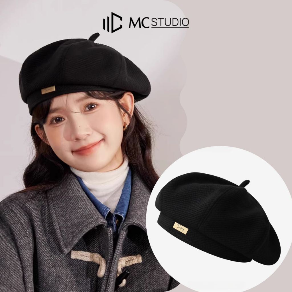 Nón Nồi Beret Chất Dỉ Dạ Tag TWND JBR20 MC STUDIO Mũ Nồi Bí Logo Inox Cao Cấp Phong Cách Vintage