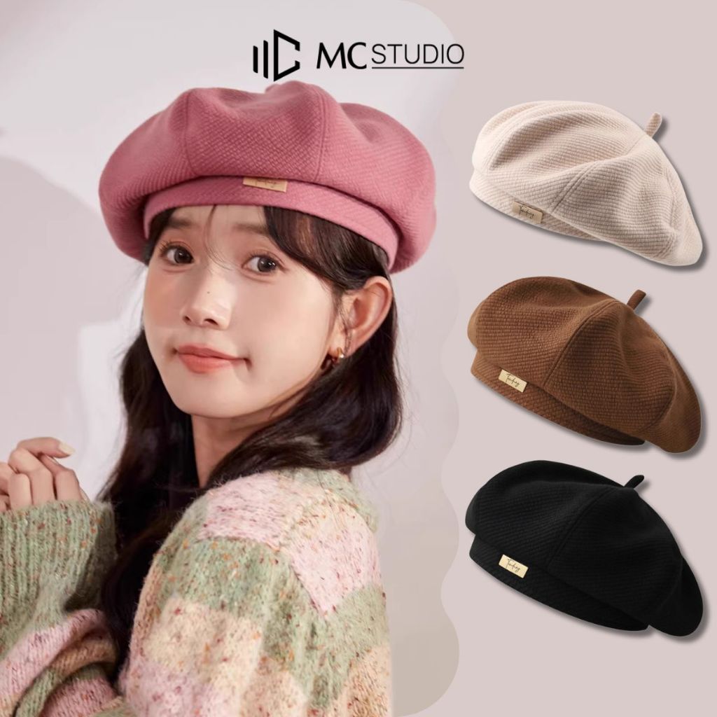 Nón Nồi Beret Chất Dỉ Dạ Tag TWND JBR20 MC STUDIO Mũ Nồi Bí Logo Inox Cao Cấp Phong Cách Vintage