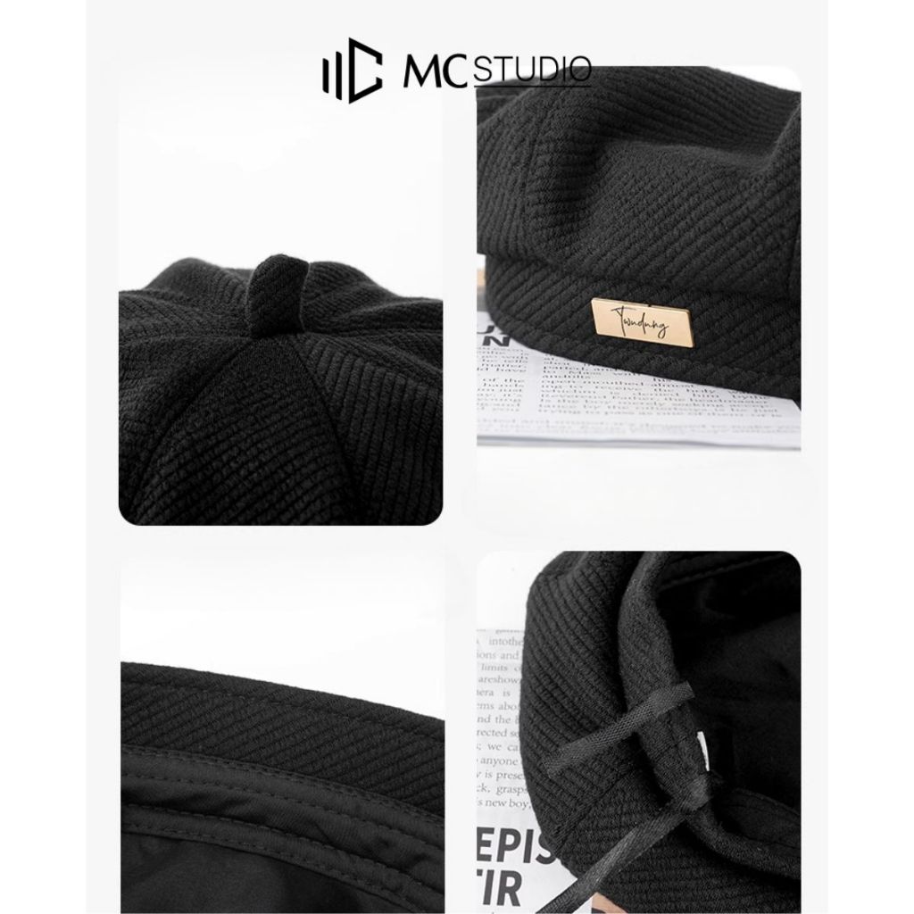 Nón Nồi Beret Chất Dỉ Dạ Tag TWND JBR20 MC STUDIO Mũ Nồi Bí Logo Inox Cao Cấp Phong Cách Vintage