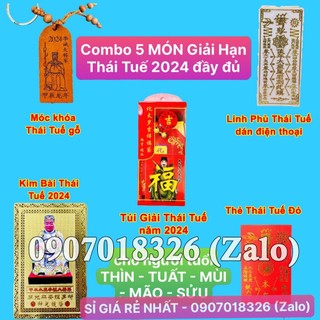 Combo thái tuế 5 món năm 2025: túi thái tuế - kim bài thái tuế - thẻ bài thái tuế - móc khóa