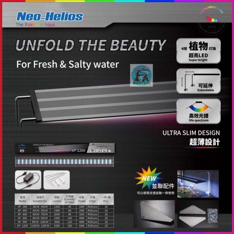 Đèn thủy sinh Neo Helios XP300/450/600 - RGB 3 in 1 đỏ cá không đỏ nước