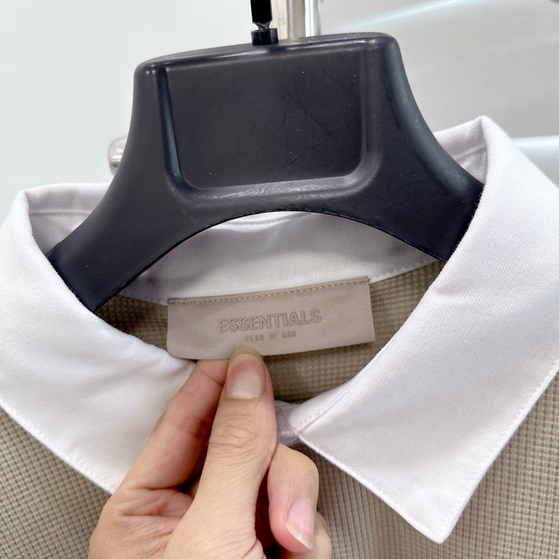 ⚡️ - Áo Thun FOG Fear Of God ESSENTIALS Waffle Henley Rugby Long Sleeve Polo, Áo polo LS ESSENTIALS