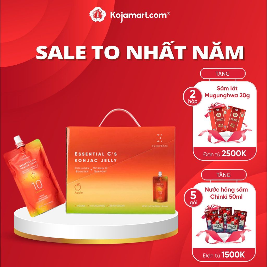 Thạch Collagen Konjac Jelly Vitamin C Essential C's Hộp 10 Gói Koja Mart