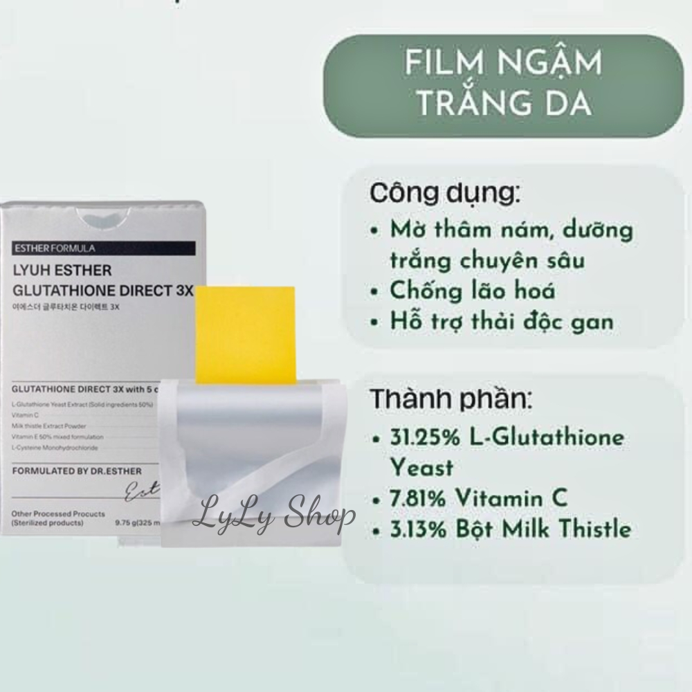 Film Ngậm Trắng Da Glutathione Hàn Quốc, Giúp da trắng sáng, mờ thâm nám từ sâu bên trong Lylyshop 30 miếng