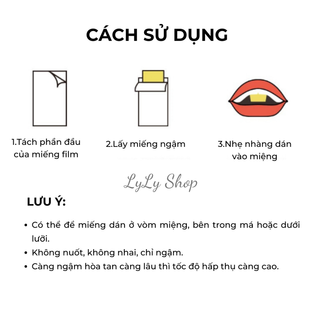 Film Ngậm Trắng Da Glutathione Hàn Quốc, Giúp da trắng sáng, mờ thâm nám từ sâu bên trong Lylyshop 30 miếng