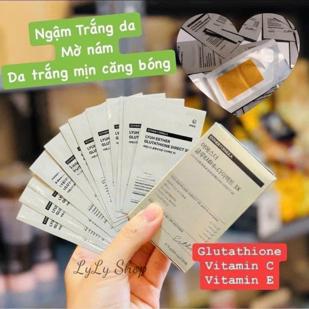 Film Ngậm Trắng Da Glutathione Hàn Quốc, Giúp da trắng sáng, mờ thâm nám từ sâu bên trong Lylyshop 30 miếng