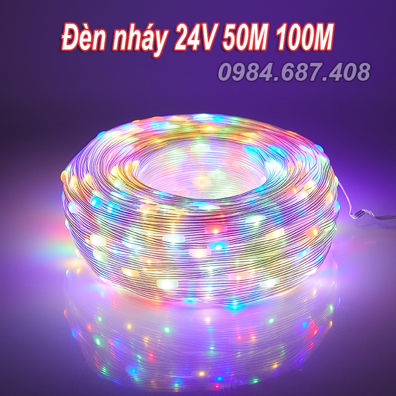 Dây đèn nháy trang trí tết quấn cây giáng sinh 24V siêu chống nước siêu sáng cực bền hàng xịn