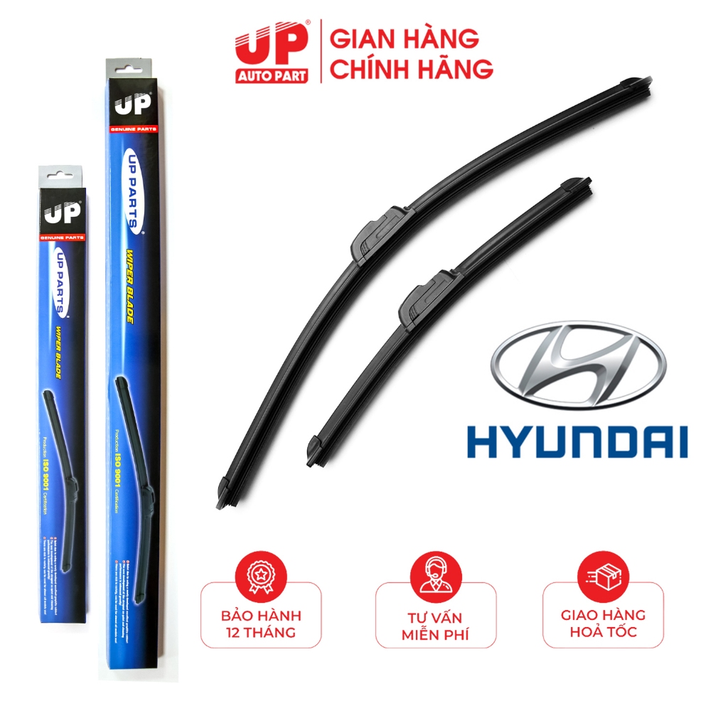 Gạt mưa ô tô HYUNDAI, Cần gạt mưa UP PART Silicone không xương cho xe Accent, Kona, Tucson, Santafe, Grand i10, Elantra
