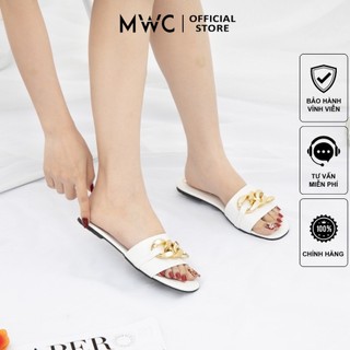 Dép MWC 3437 - Dép Nữ Đế Bệt Quai Ngang Móc Xích To, Dép Nữ Cá Tính Quai Ngang Giá Rẻ