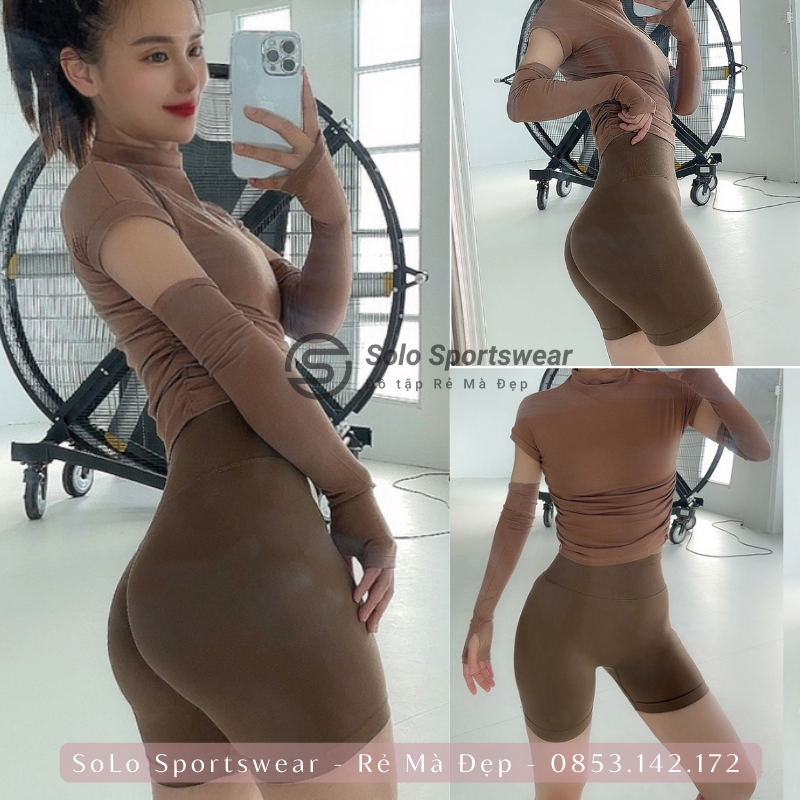 Quần Gym Yoga Biker Short Legging Đùi CHUN MÔNG Thun Dệt Co Giãn Cạp Cao Siêu Mềm Thoáng Tôn Dáng 𝙎𝙤𝙡𝙤 𝙎𝙥𝙤𝙧𝙩𝙨𝙬𝙚𝙖𝙧 100