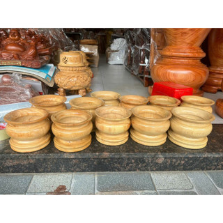 Bát nhang -Lư hương gõ nguyên khối nhiều kích thước KK8