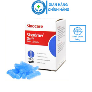 Kim chích máu đầu tròn Sinocare Sinodraw dùng máy đo đường huyết - Hộp 50 Kim