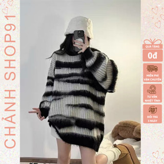 Áo Len Vân Mây Dáng Rộng - Áo Nữ Dấu Quần Chất Len Dày Dặn Thời Trang Phong Cách Cá Tính