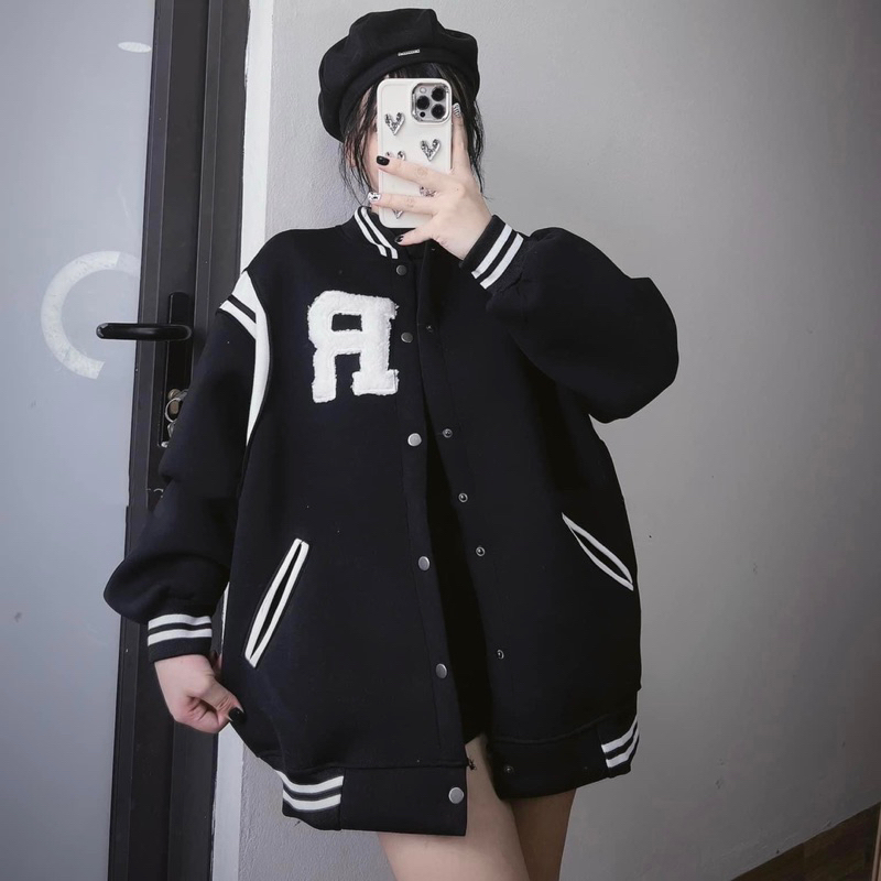 Áo khoác bomber unisex big size 100kg / Áo khoác bomber nam nữ form rộng