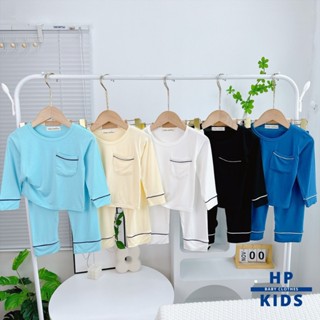 <7-26kg> Bộ thun lạnh dài tay quần dài thun lạnh Minkey Mom cho bé trai, bé gái chạy viền phối túi dễ thương, chất vải c