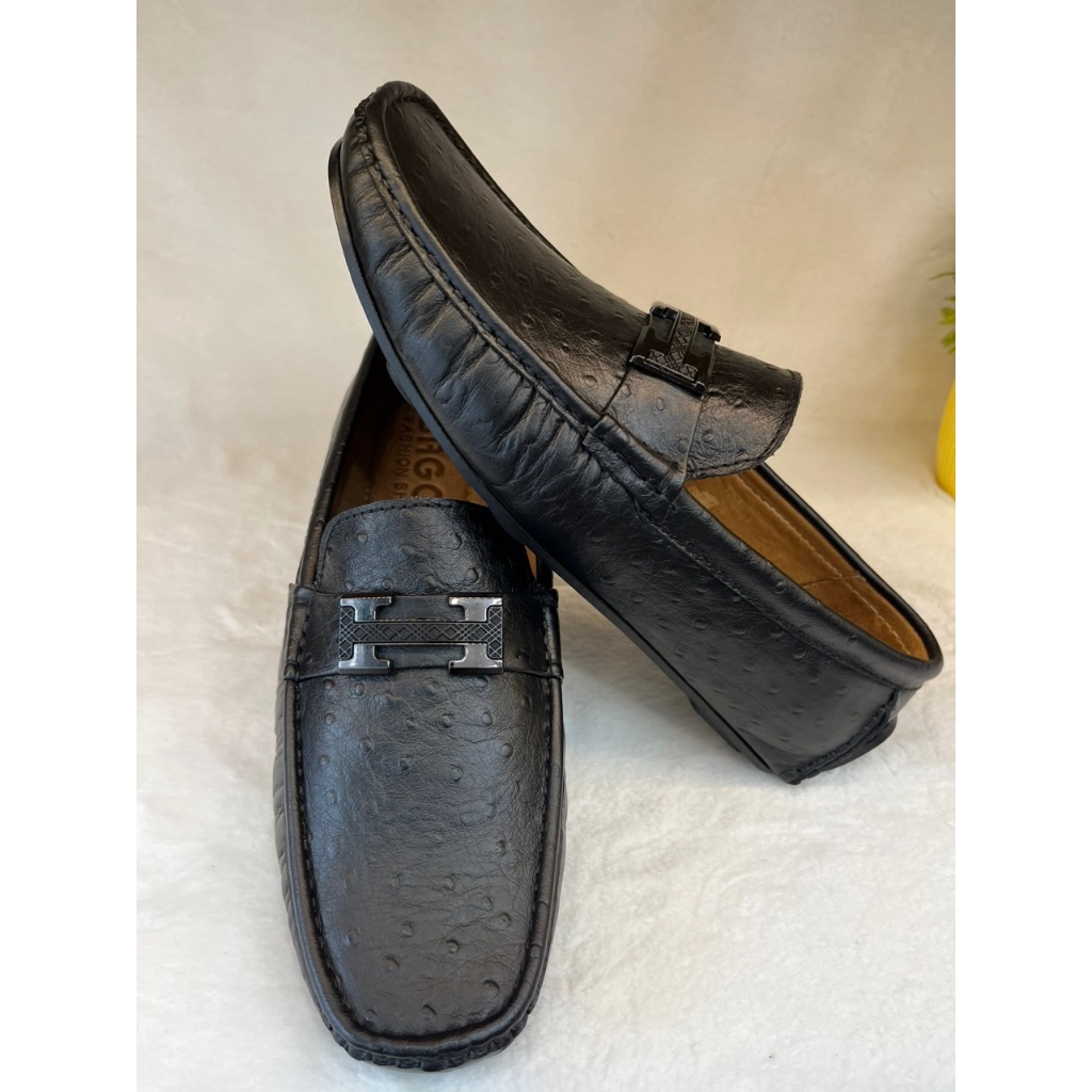 Giày Mọi Nam size 44-45-46-47 Da Bò Thật Giày Lười Bigsize Màu Đen -MB11 Giày SAGO’S BH 12 Tháng Tặng kèm vớ.