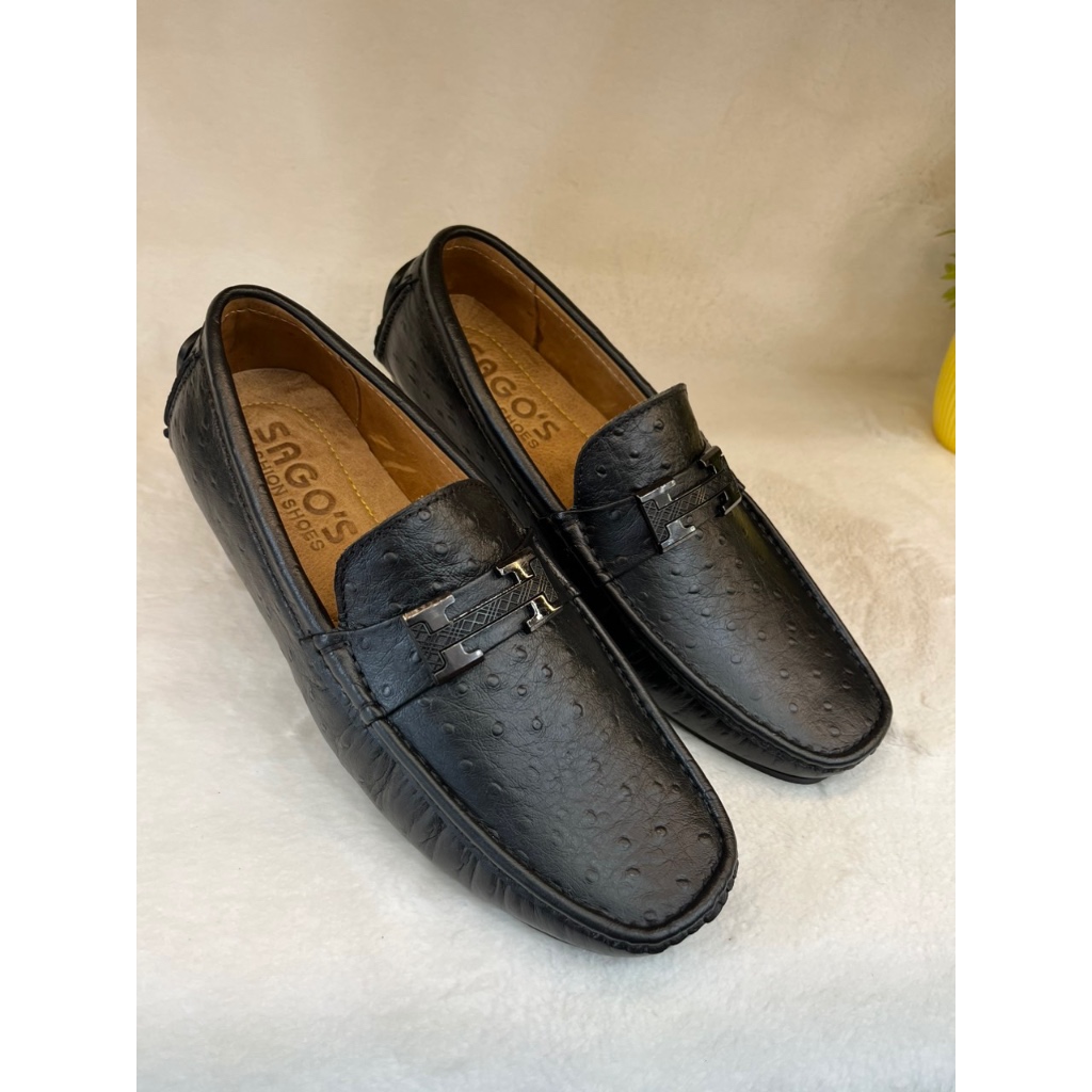 Giày Mọi Nam size 44-45-46-47 Da Bò Thật Giày Lười Bigsize Màu Đen -MB11 Giày SAGO’S BH 12 Tháng Tặng kèm vớ.