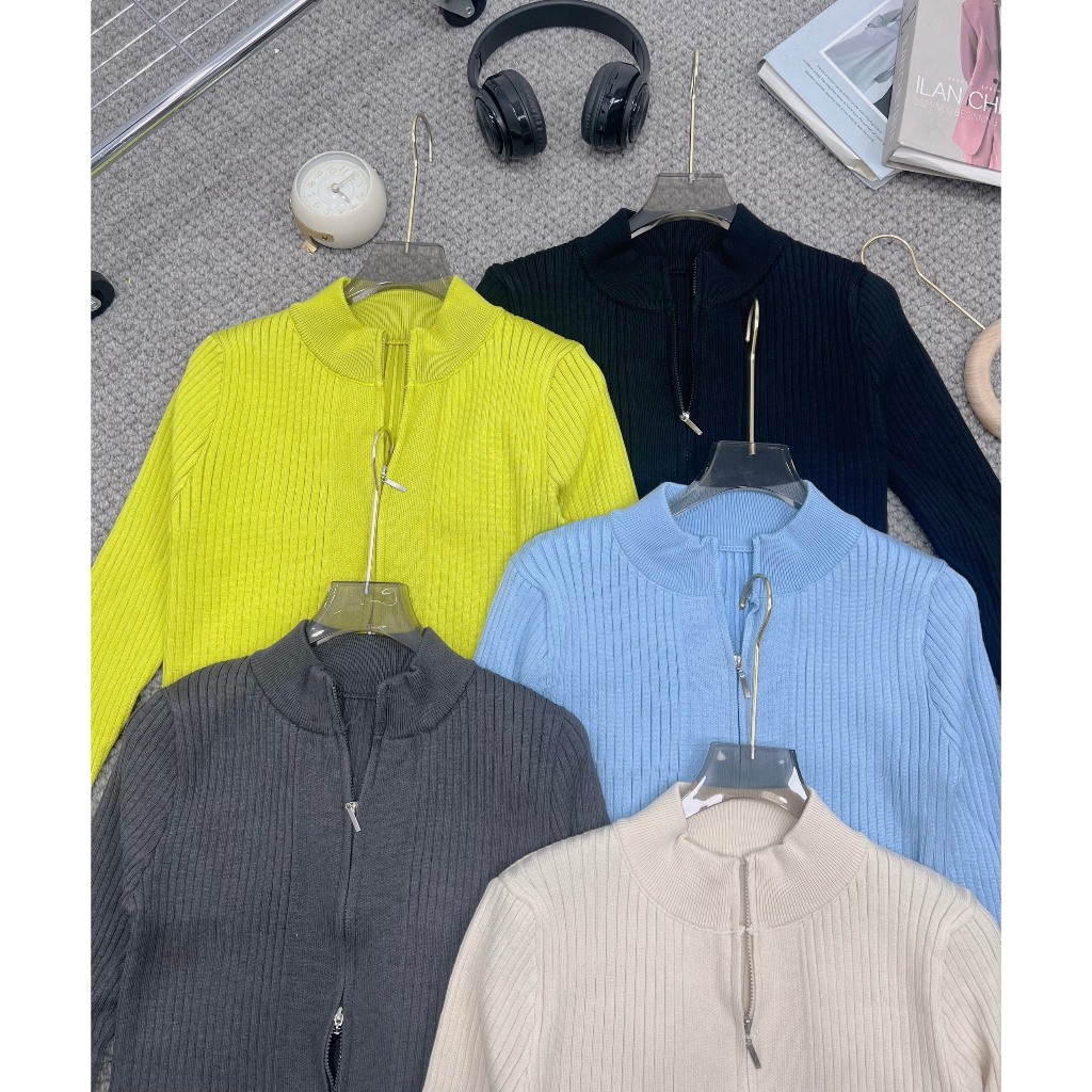 Áo len dáng ôm có khoá kéo 2 đầu - Spring Girl - Aolenkhoa2dauNE36_P0K12