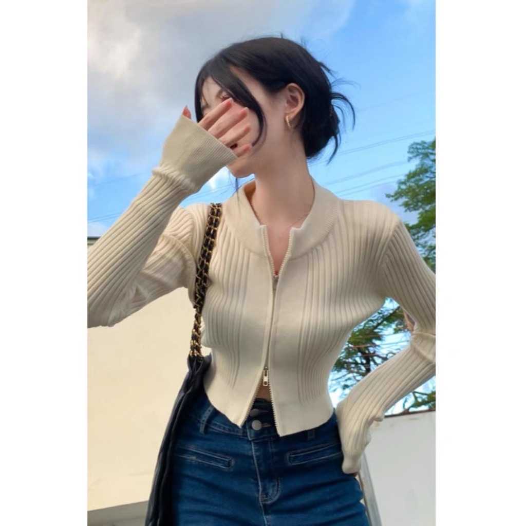 Áo len dáng ôm có khoá kéo 2 đầu - Spring Girl - Aolenkhoa2dauNE36_P0K12