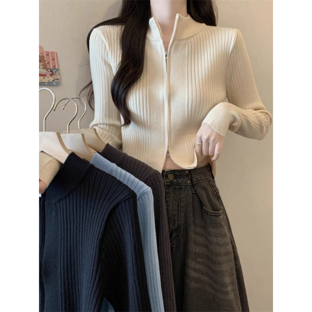 Áo len dáng ôm có khoá kéo 2 đầu - Spring Girl - Aolenkhoa2dauNE36_P0K12