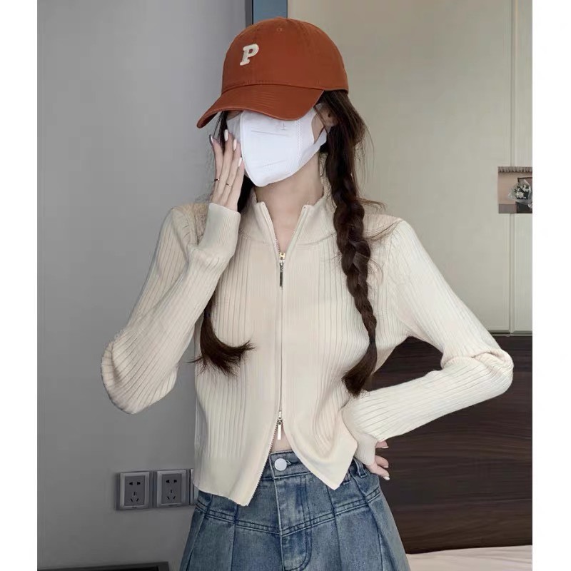 Áo len dáng ôm có khoá kéo 2 đầu - Spring Girl - Aolenkhoa2dauNE36_P0K12