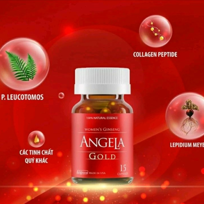 VIÊN UỐNG SÂM ANGELA GOLD 15V GIÚP TĂNG CƯỜNG SỨC KHỎE SẮC ĐẸP SINH LÝ NỮ, CHÍNH HÃNG