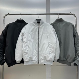  Áo khoác bomber local brand FAFIC STUDIO varsity jacket dù tay nhúm pilot cặp đôi nam nữ basic trần bông đen xám 