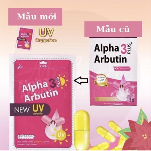 Vỉ 10 Viên Bột Kích Trắng Kyra Alpha Arbutin 3 Plus Đêm, Ngày UV Giúp Da Trắng Mịn