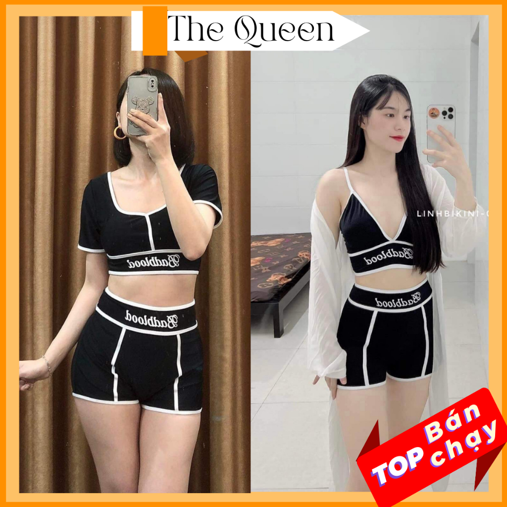 Bikini đồ bơi nữ đi biển hai mảnh áo dây quần đùi phong cách thể thao The Queen 070