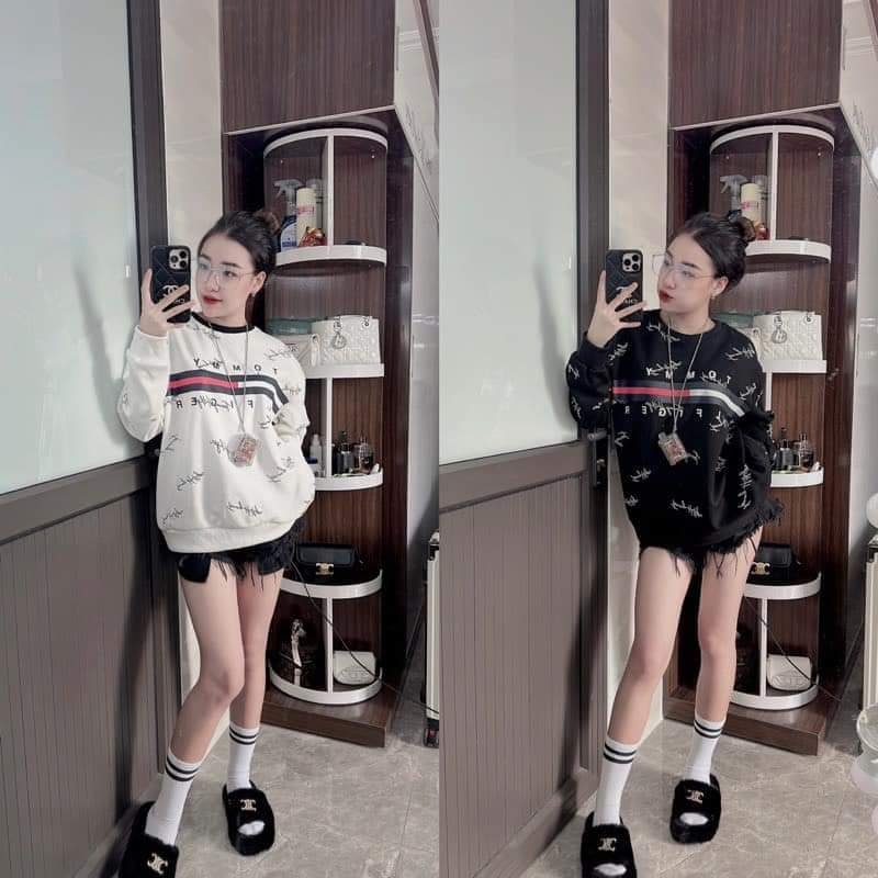 Áo thun dài tay Sweater T.O.M chữ ký nam nữ form dáng rộng đẹp hothit, áo phông tay dài chất nỉ cotton đẹp