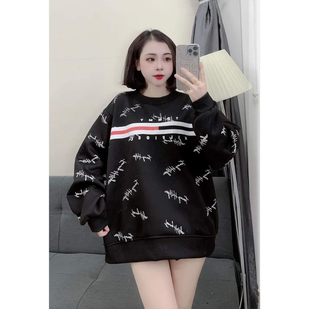 Áo thun dài tay Sweater T.O.M chữ ký nam nữ form dáng rộng đẹp hothit, áo phông tay dài chất nỉ cotton đẹp