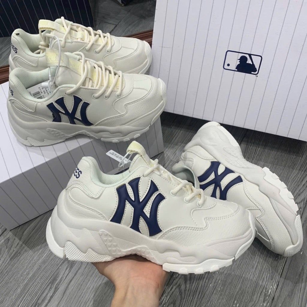 min-sneaker siêu phẩm giày mlb ny xanh than chất da sieu đỉnh cực dầy dặn