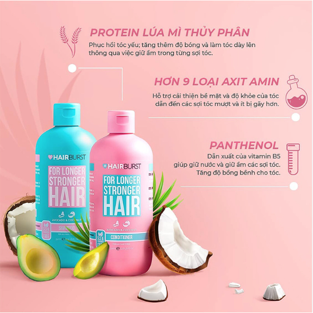 Bộ Dầu Gội & Dầu Xả Hairburst Shampoo & Conditioner For Longer Stronger Hair (2x350ml)