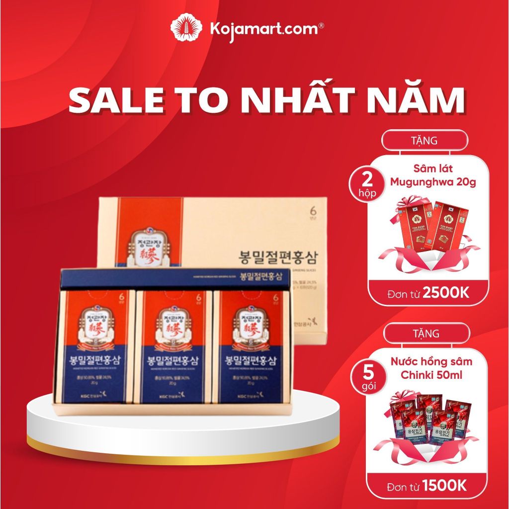 Hồng Sâm Cắt Lát Tẩm Mật Ong KGC Cheong Kwan Jang Hộp 6 gói x 20g