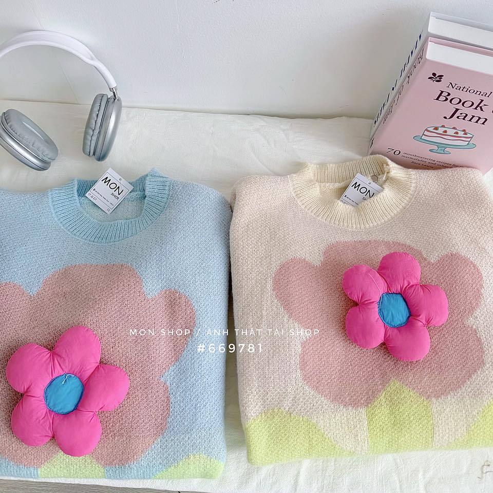 Áo len cài bông hoa 669781