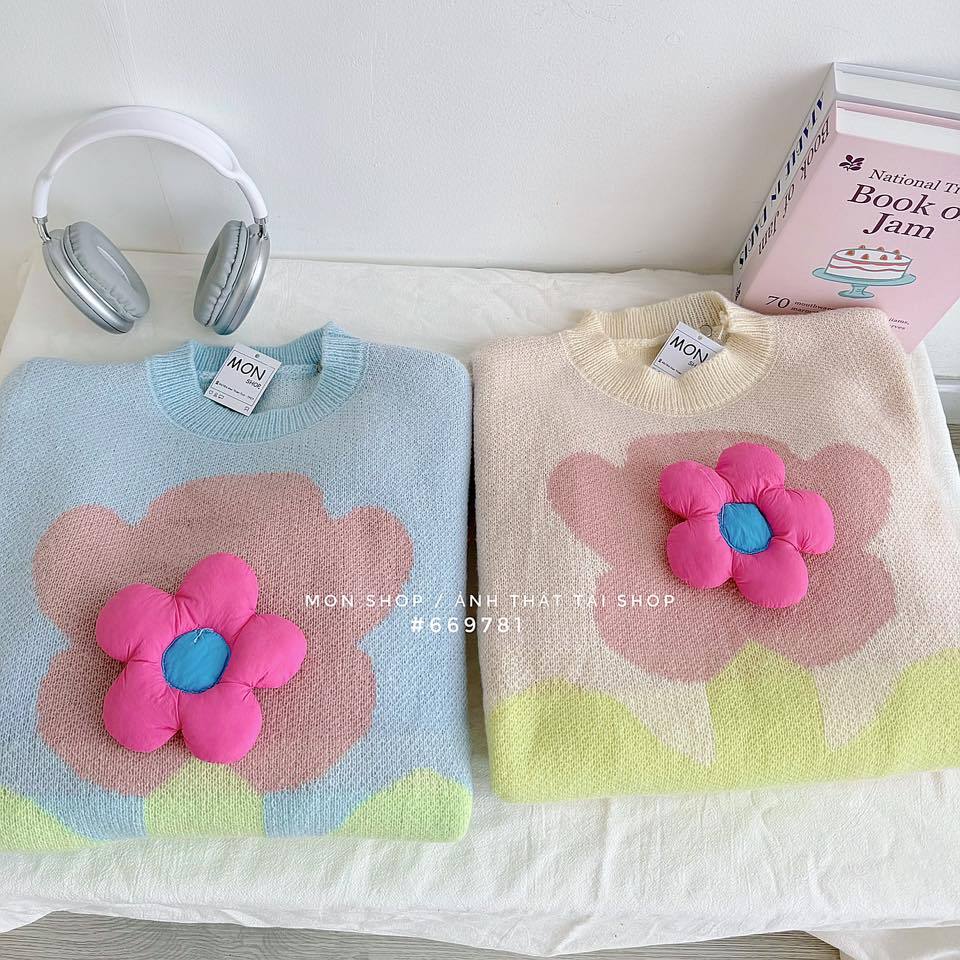 Áo len cài bông hoa 669781