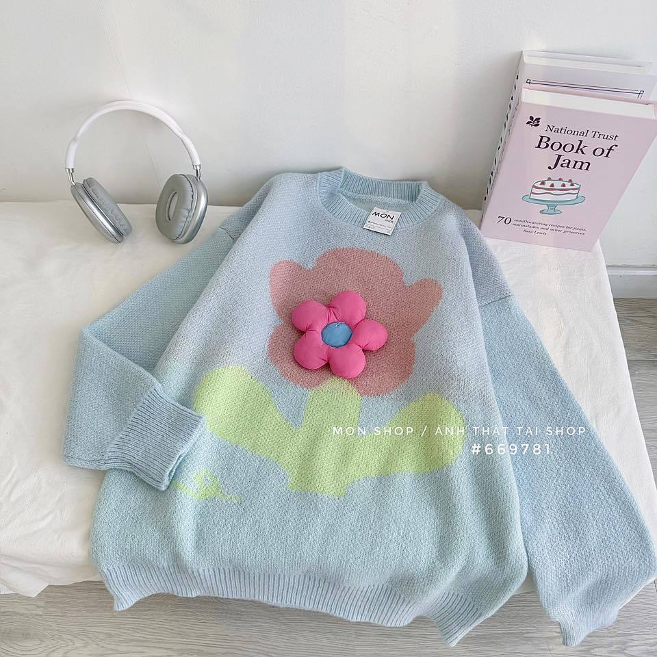 Áo len cài bông hoa 669781